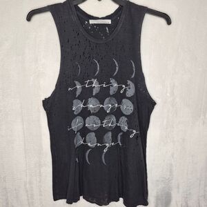 Chaser Distressed Black Moon Graphic Muscle Tee